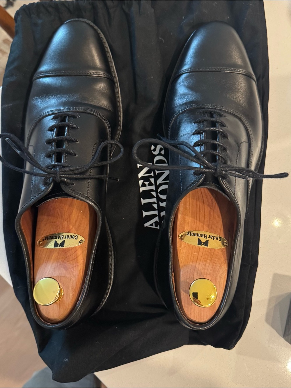 Allen Edmonds Black Cap-Toe Derby Leather Dress Shoes